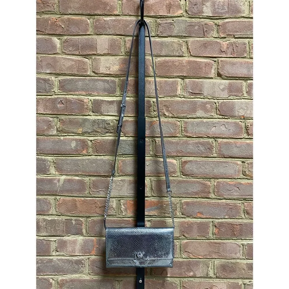 Michael Kors Gunmetal Metallic Crossbody Clutch NWOT